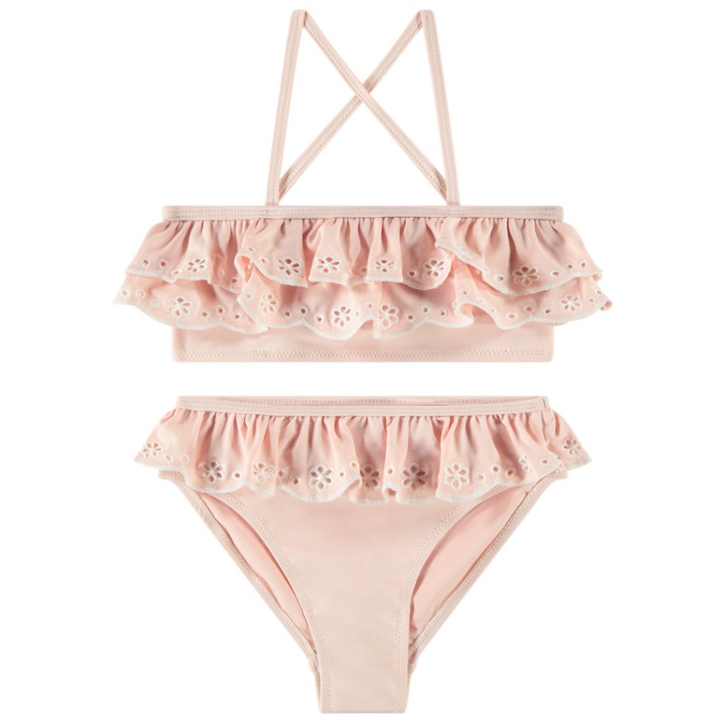 Maillot de bain 2 pièces à volants fille