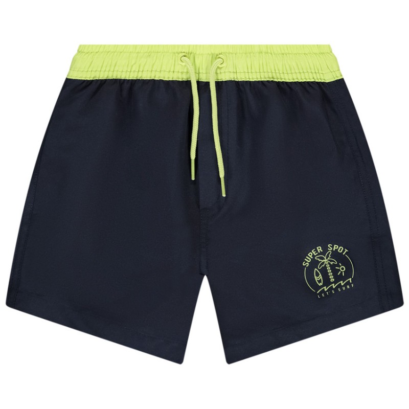 Short de bain en microfibre bicolore et printé garçon