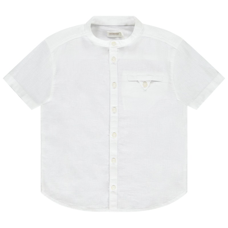 Chemise manches courtes uni à col mao