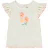 T-shirt manches courtes côtelé à fleurs 3D pour bébé fille