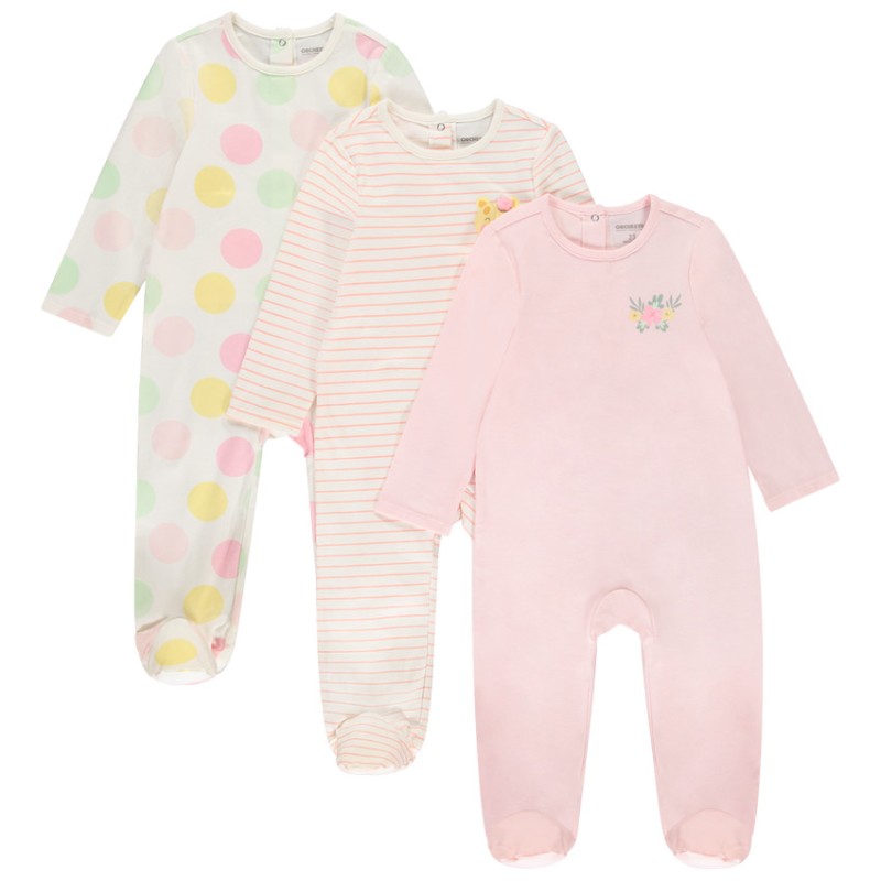 Lot de 3 dors-bien fantaisie pour bébé fille avec ouvertures