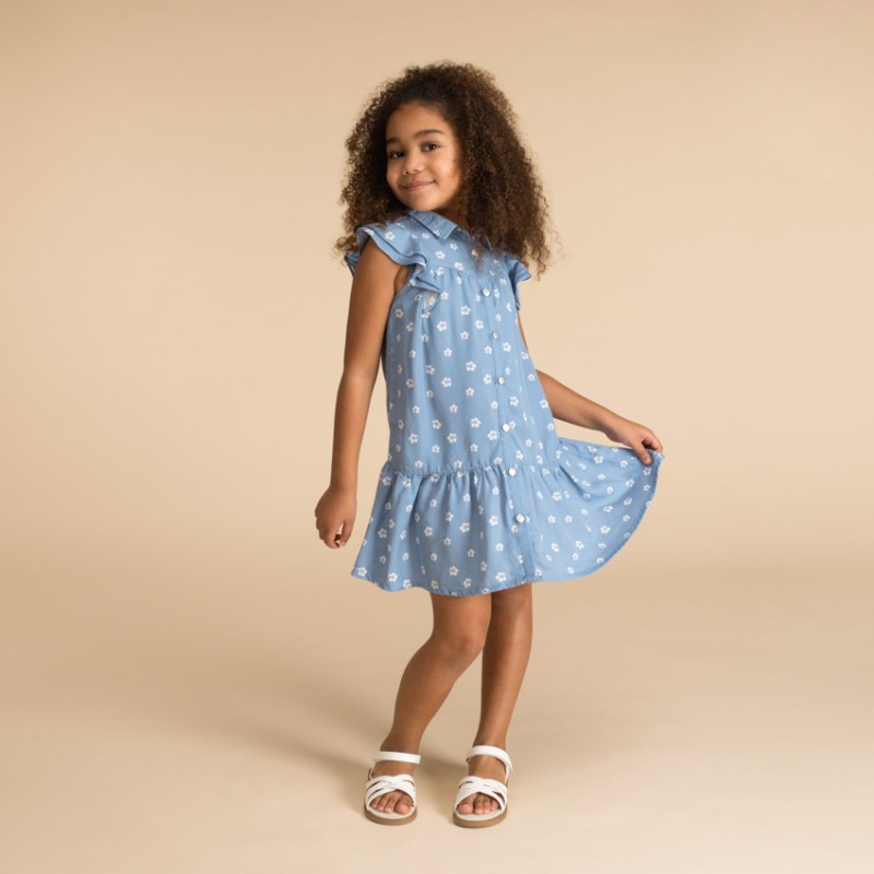 Robe manches courtes imprimé fleuri fille