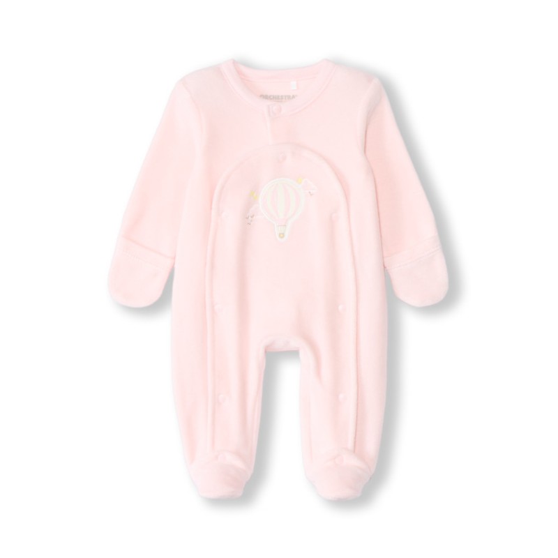 Dors-bien en velours patch montgolfière pour bébé fille prém