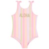 Maillot de bain 1 pièce à rayures et nœuds fantaisie fille