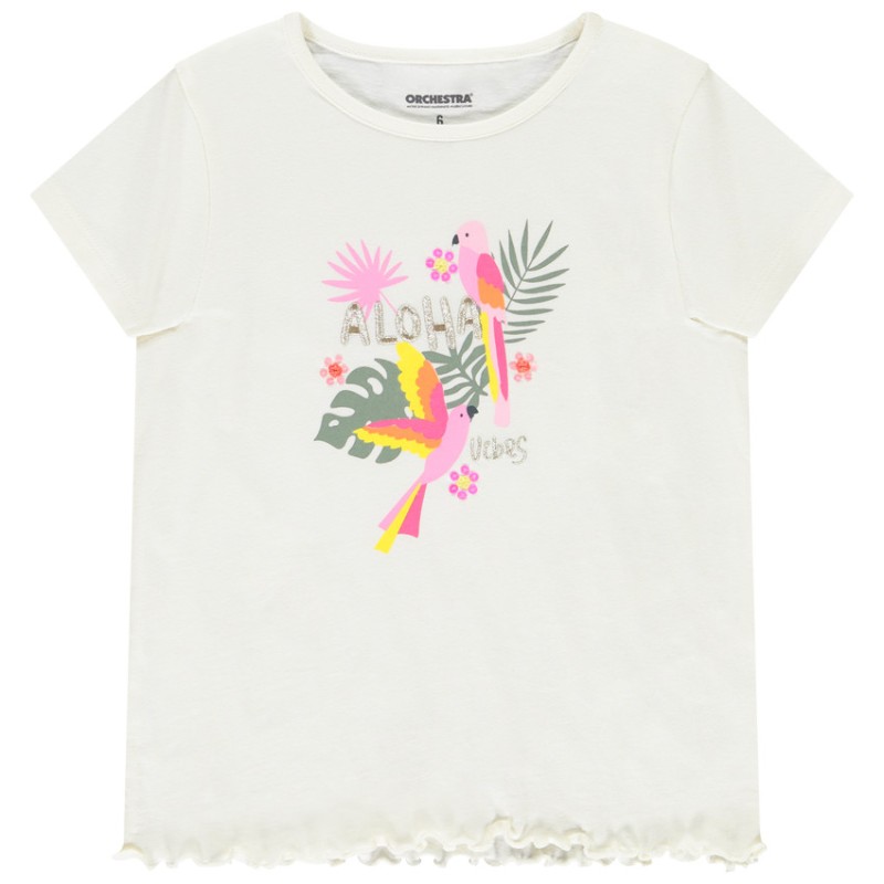 T-shirt manches courtes fantaisie tropical fille