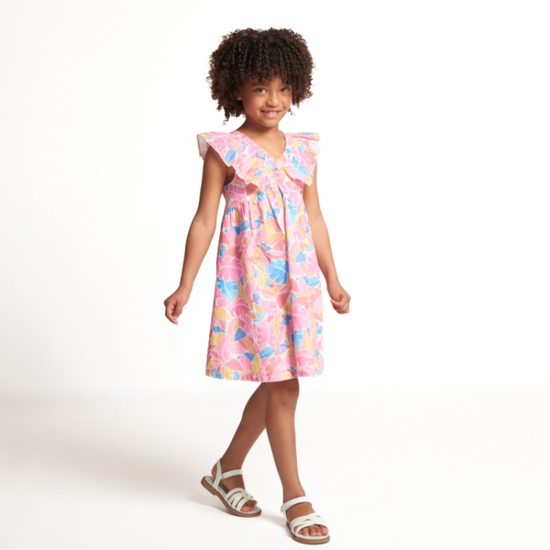 Robe à bretelles volantées imprimé floral fille
