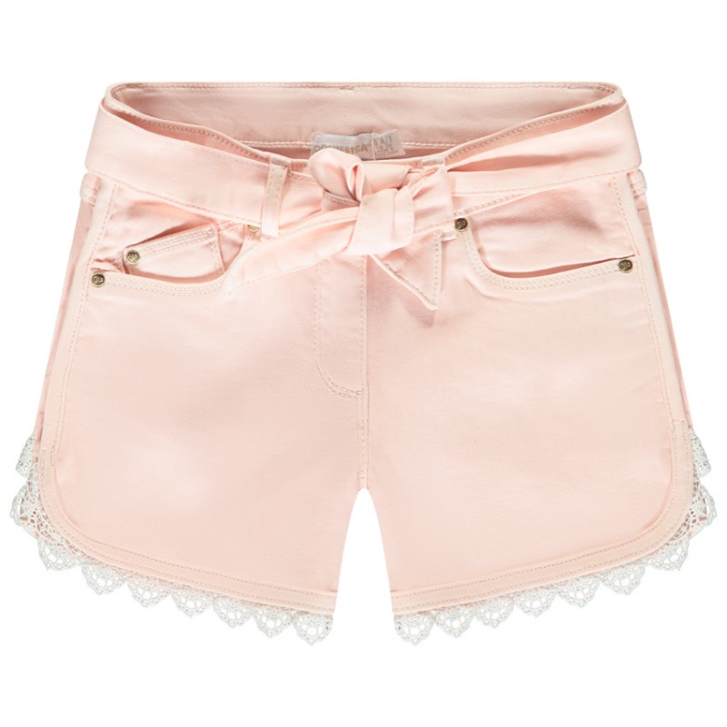 Short en jean avec détails brodés et ceinture à nouer fille