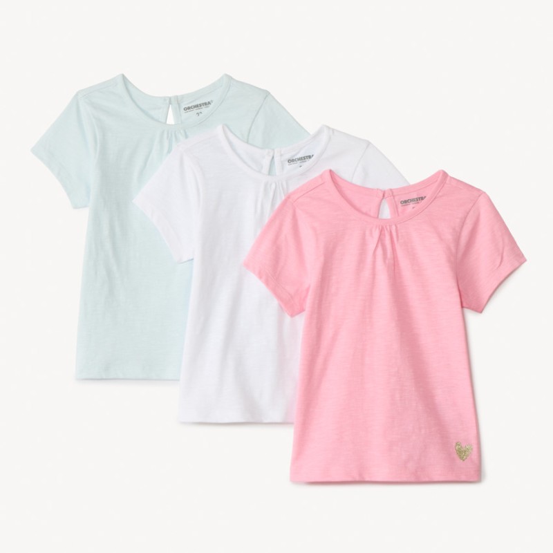Lot de 3 t-shirts manches courtes unis pour bébé fille