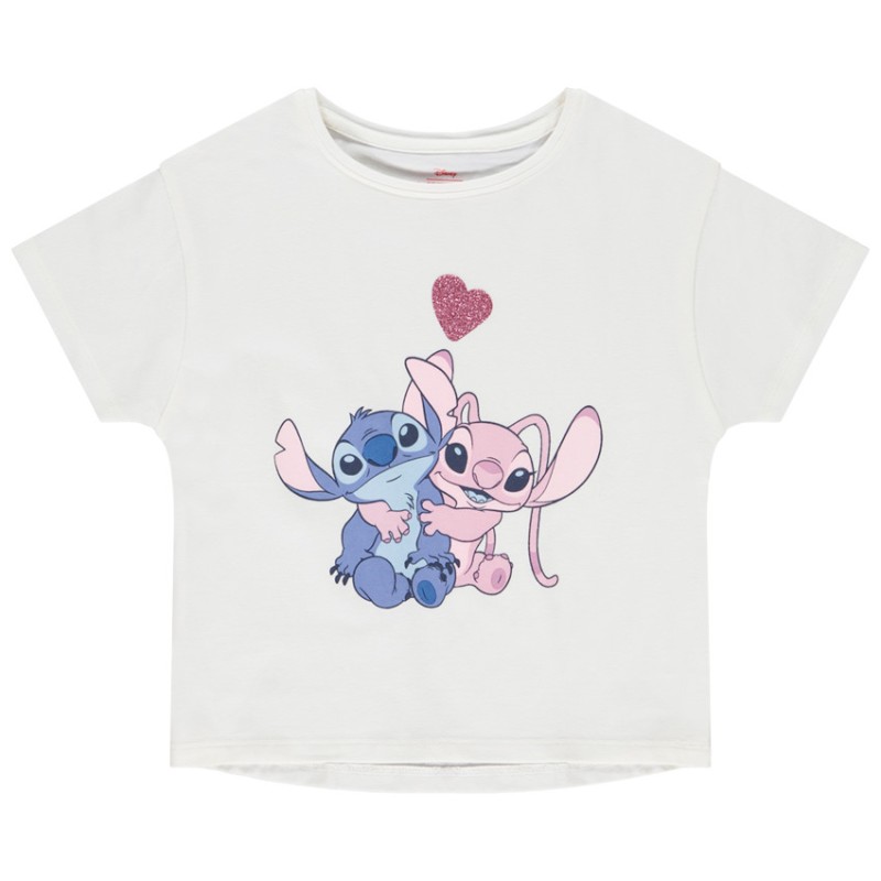 T-shirt manches courtes Stitch & Angel Disney fille