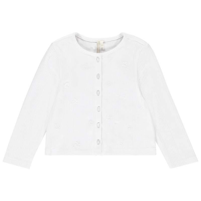 Gilet en maille côtelé avec fleurs brodées pour bébé fille