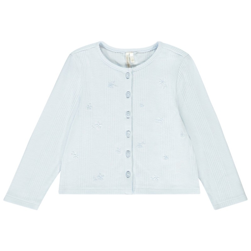 Gilet en maille côtelé avec fleurs brodées pour bébé fille
