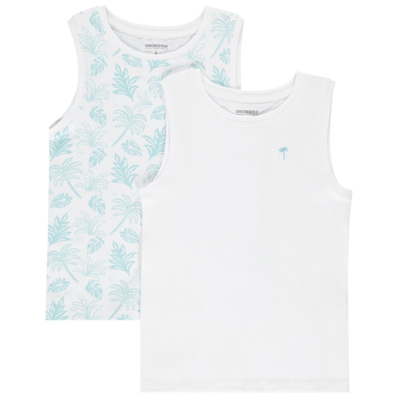 Lot de 2 maillots de corps débardeurs à palmiers garçon