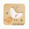 Puzzle en bois 4 pièces Poule et son poussin