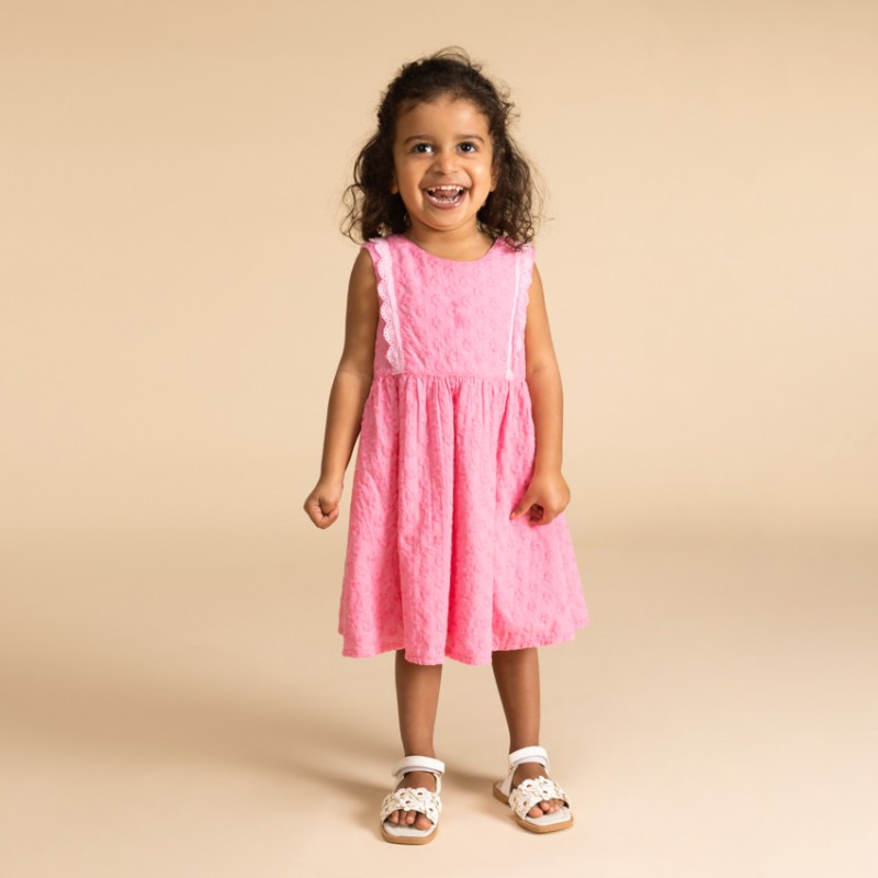 Robe sans manches en voile doublé et broderie anglaise pour 