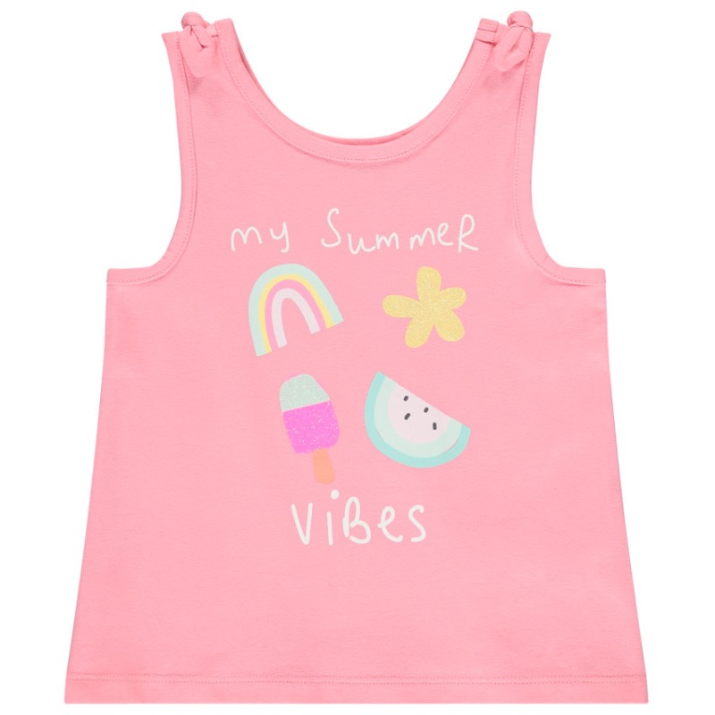 Débardeur avec nouettes et glitter print pour bébé fille