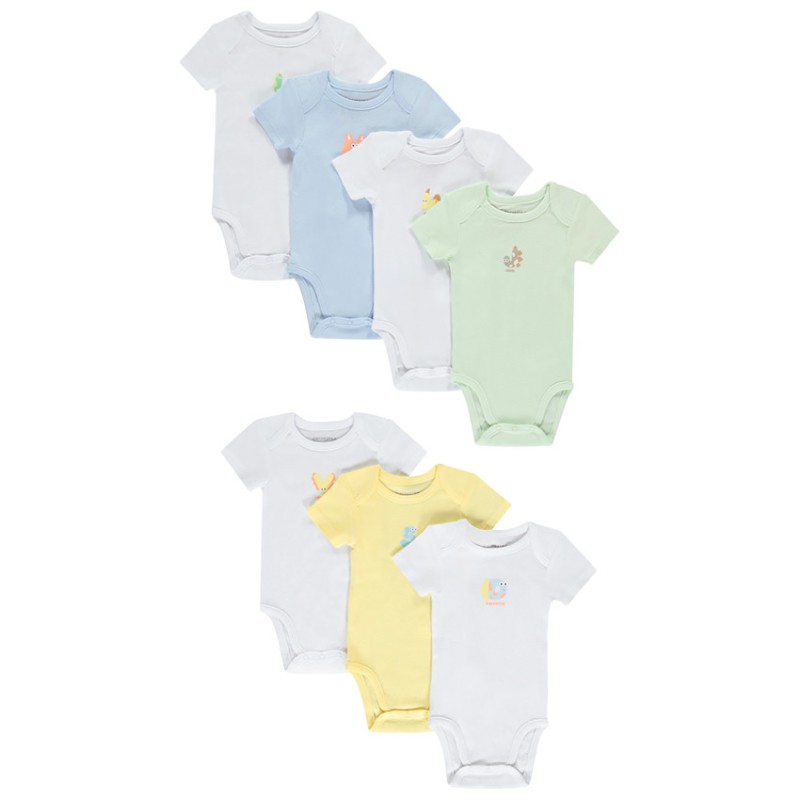 Lot de 7 bodies manches courtes fantaisies pour bébé