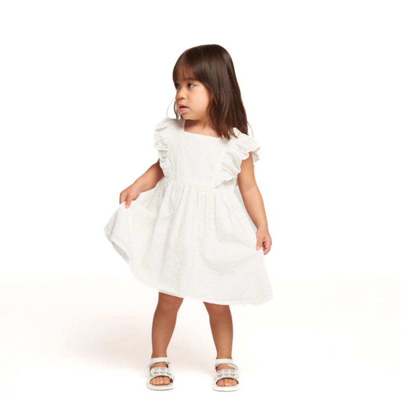 Robe manches courtes en broderie anglaise pour bébé fille