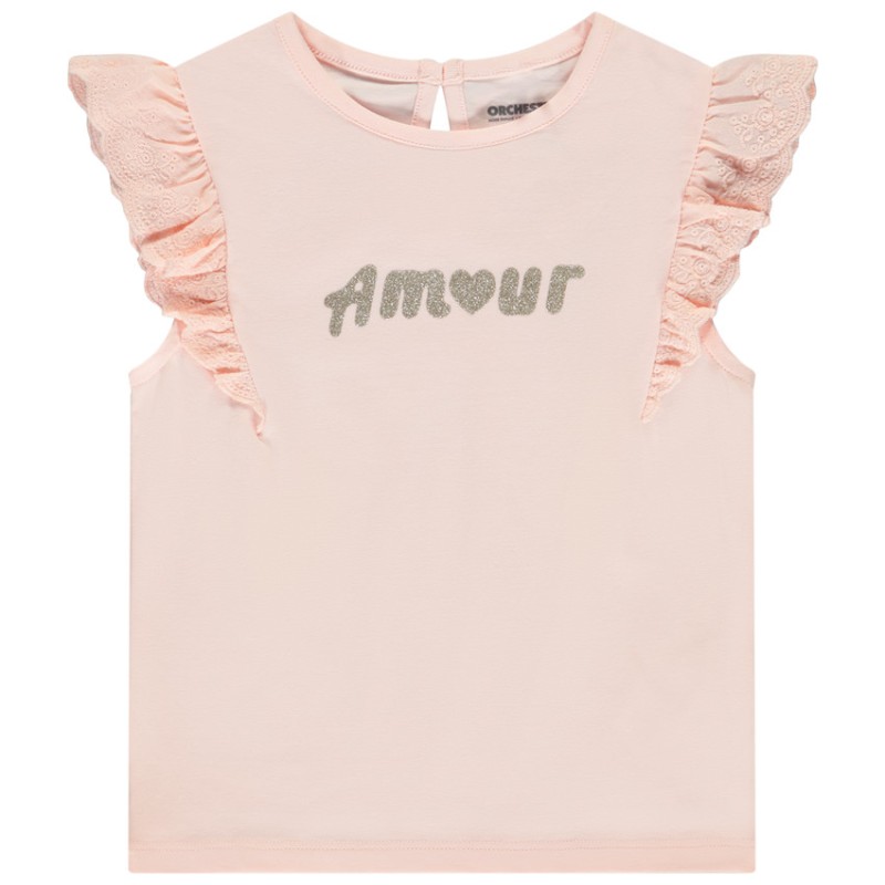 T-shirt manches courtes brodées à print pailleté pour bébé f