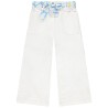 Pantalon uni en toile avec ceinture fantaisie à nouer fille