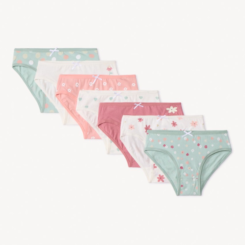 Lot de 7 culottes motifs fleurs/cœurs fille