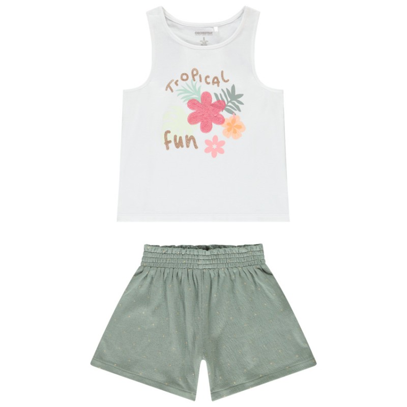 Ensemble 2 pièces avec débardeur à motif tropical fille