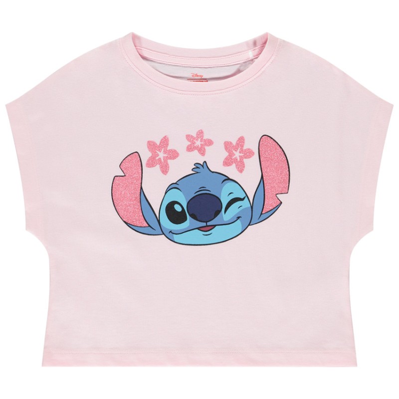 T-shirt manches courtes Stitch Disney forme boîte fille
