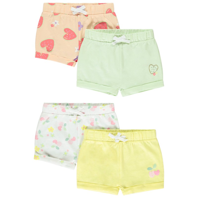 Lot de 4 shorts fantaisie en jersey slub pour bébé fille