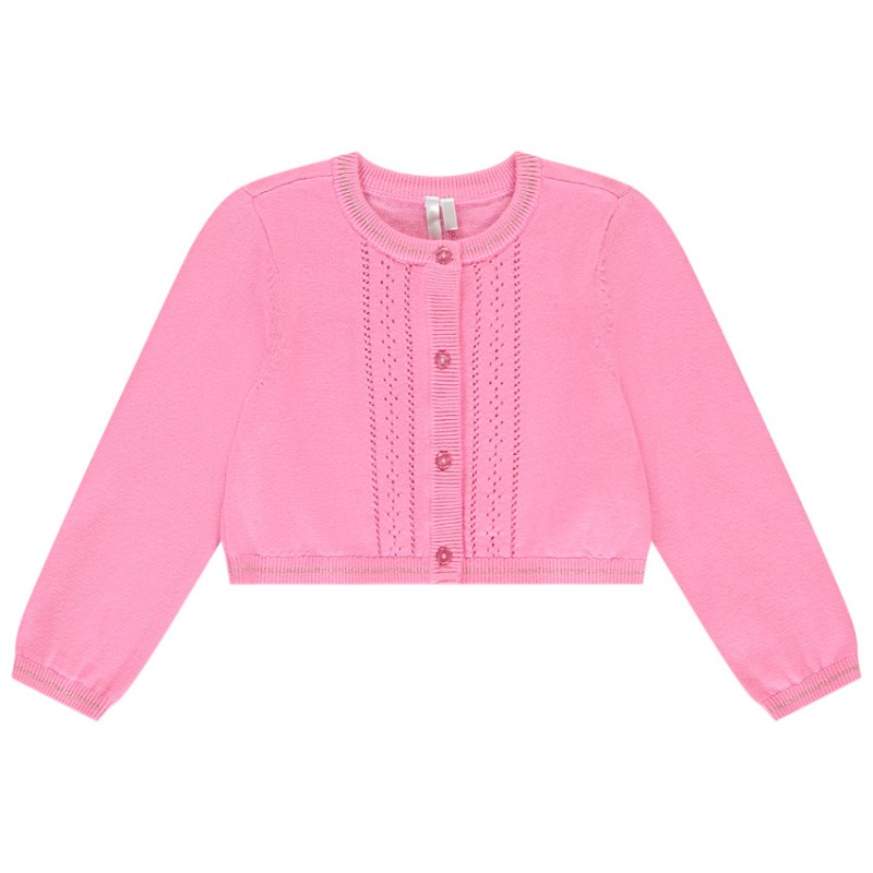 Gilet manches longues en tricot et pointelle pour bébé fille