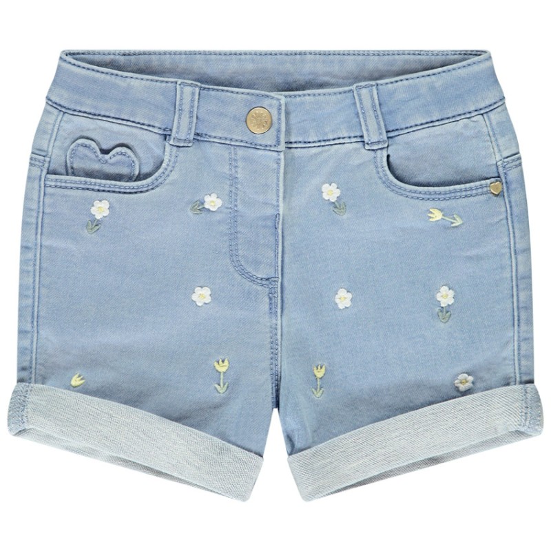 Short effet denim avec broderie fantaisie pour bébé fille