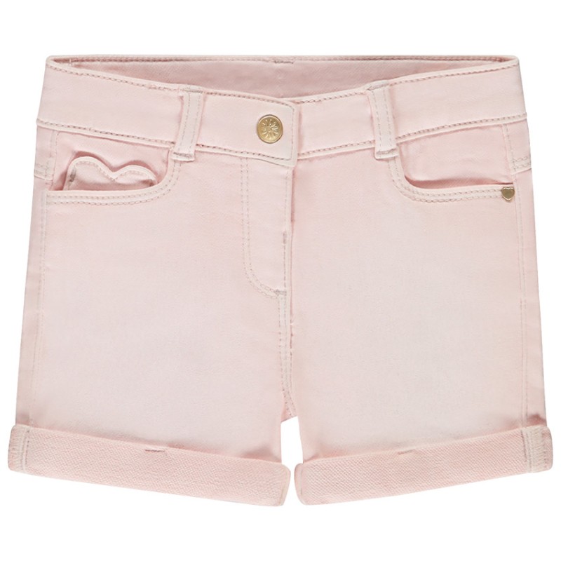 Short uni effet denim avec poche cœur pour bébé fille