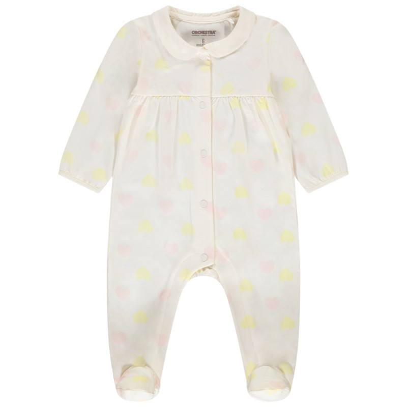 Dors-bien imprimé cœurs à col claudine pour bébé fille