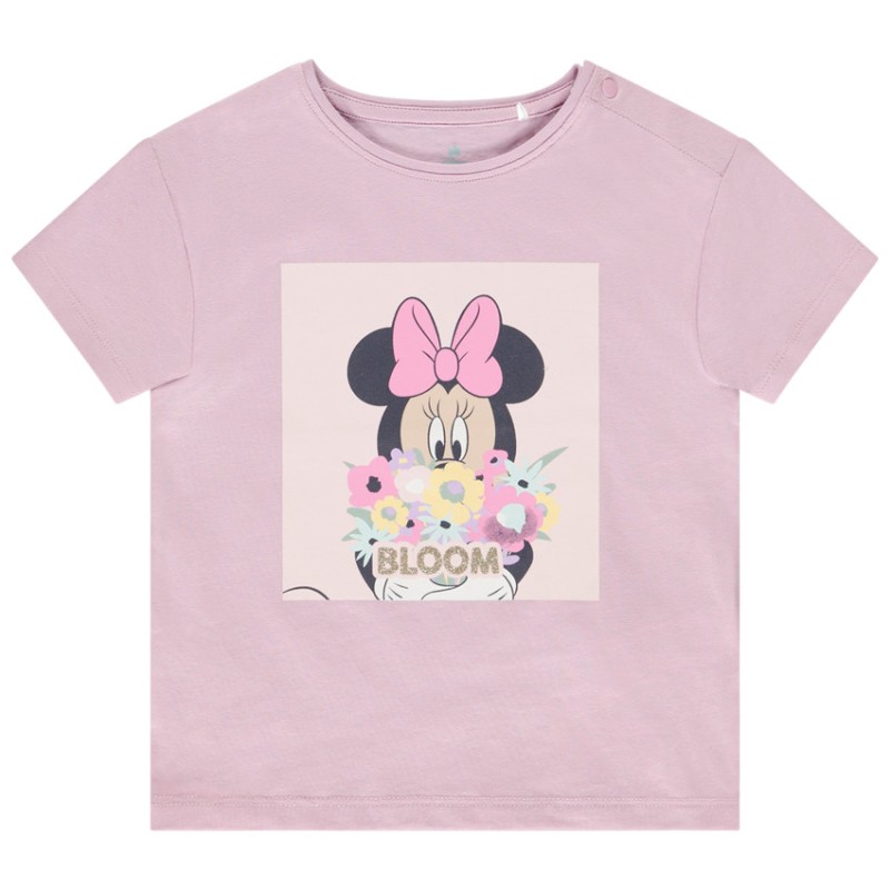 T-shirt manches courtes uni avec print Minnie Disney pour bé