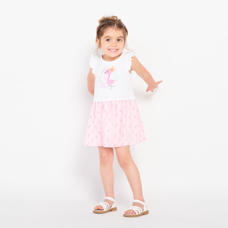 Robe fantaisie flamants roses avec manches volantées pour bé