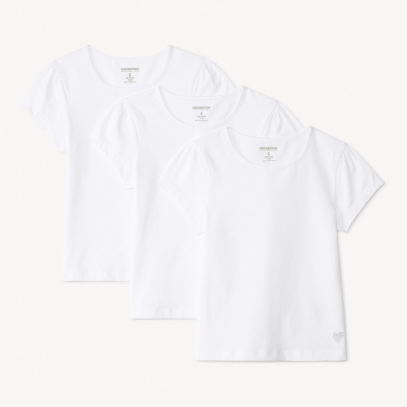 Lot de 3 t-shirts manches courtes unis à foil print cœur fil