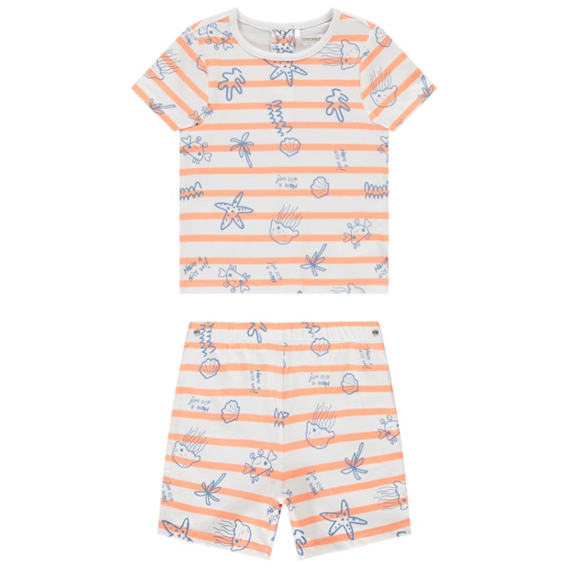 Set pyjama court rayé à imprimé marin pour bébé garçon