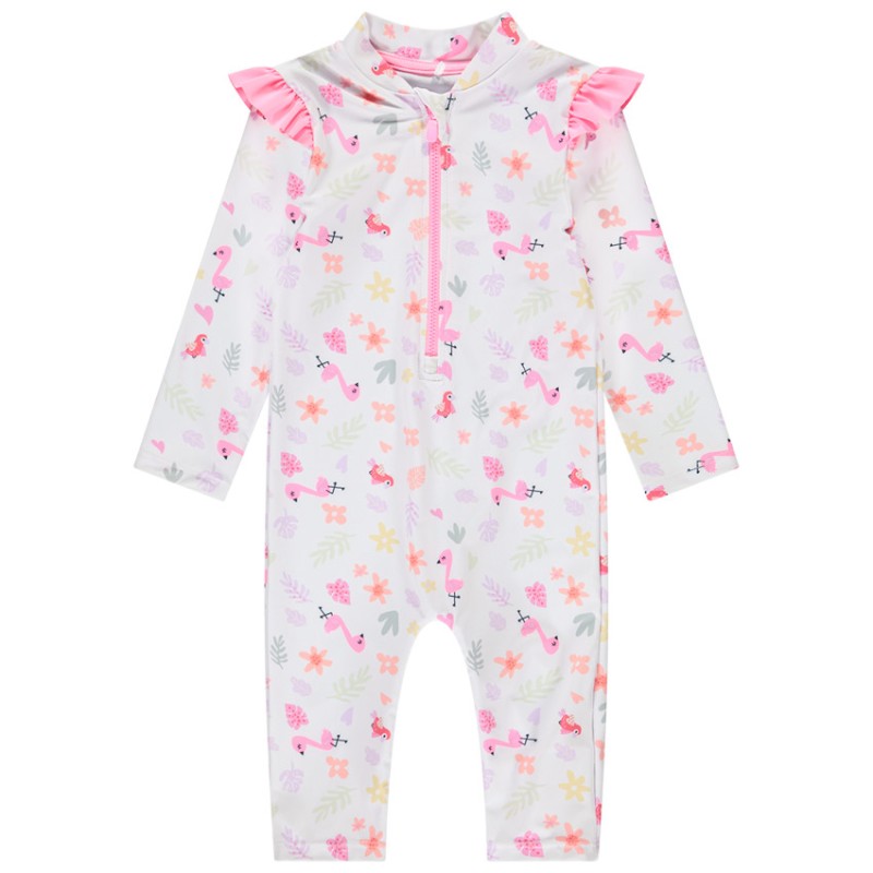 Combinaison de bain anti-UV imprimé flamants roses pour bébé