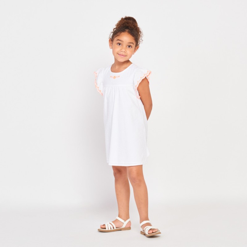 Robe manches courtes en plumetis fille