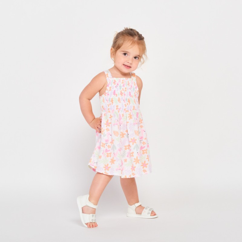 Robe à smocks imprimé fantaisie pour bébé fille