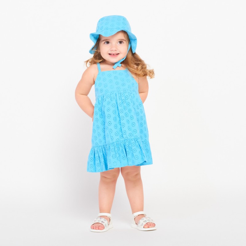 Ensemble robe + charlotte en broderie anglaise unie pour béb