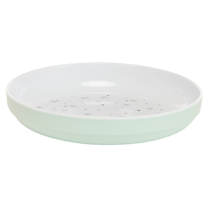 Assiette en mélamine imprimé cœurs vert
