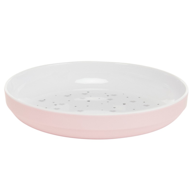 Assiette en mélamine imprimé cœurs rose