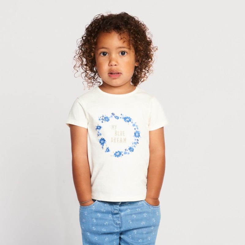 T-shirt manches courtes brodé fleurs pour bébé fille