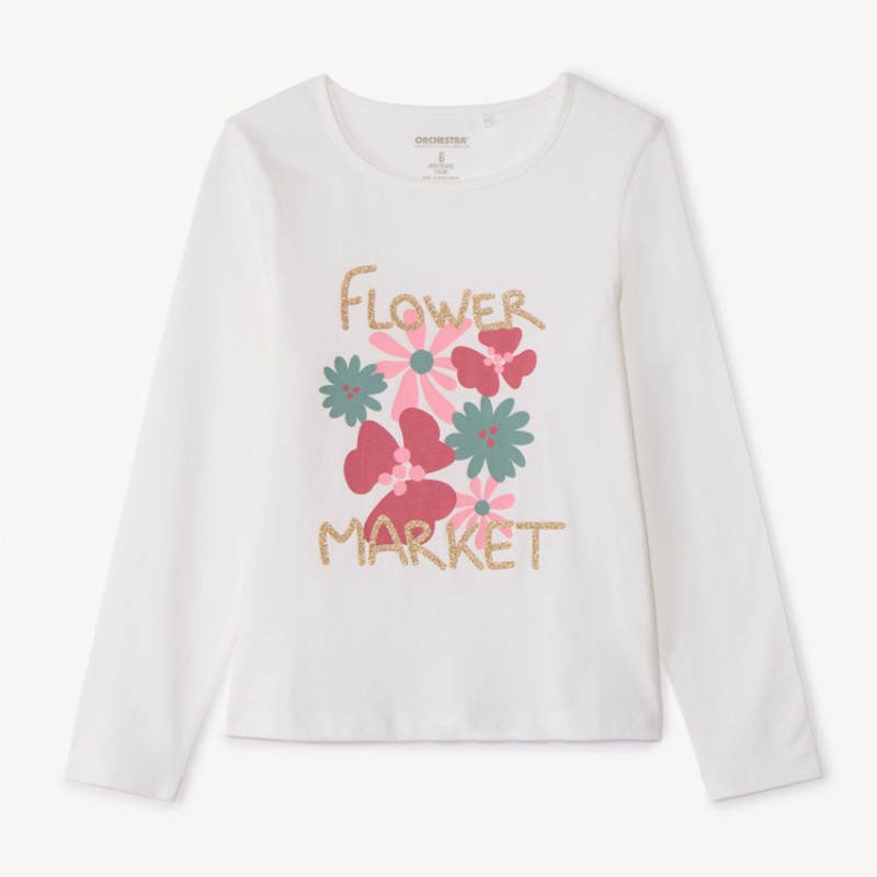 T-shirt manches longues fantaisie pailletée fille