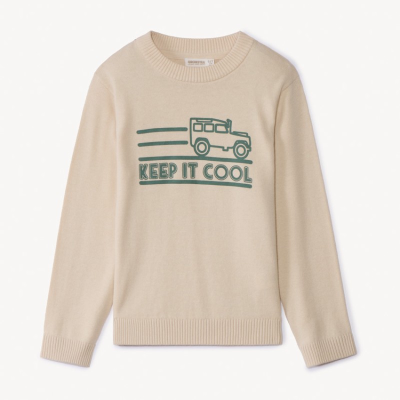 Pull en tricot printé garçon