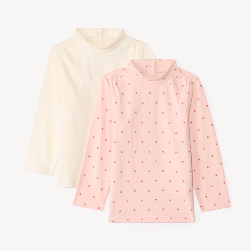 Lot de 2 sous-pulls à col roulé pour bébé fille