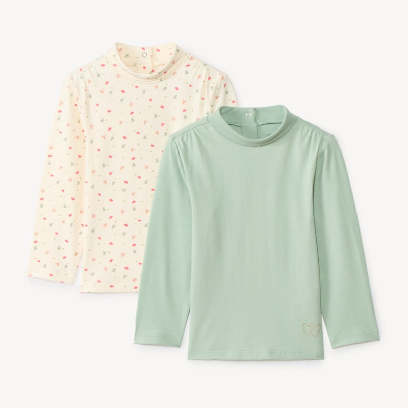 Lot de 2 sous-pulls à col roulé pour bébé fille