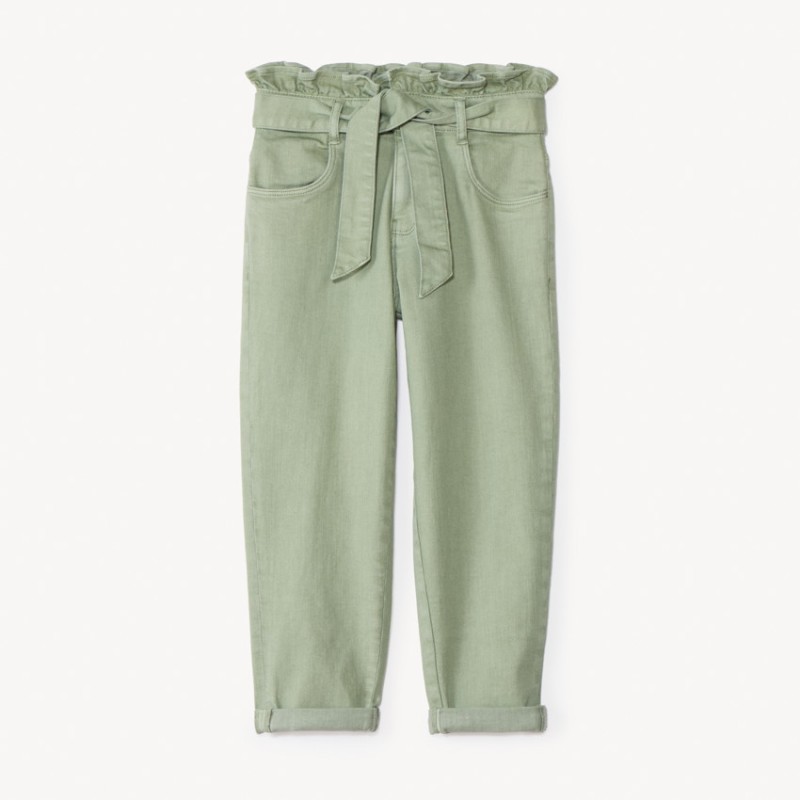 Jean paperbag uni avec ceinture à nouer fille