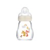 Biberon en verre tétine débit 1 0-6 mois 170 ml – Blanc