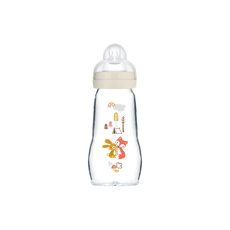 Biberon en verre moyen 0/6 mois 260 ml - Débit 2