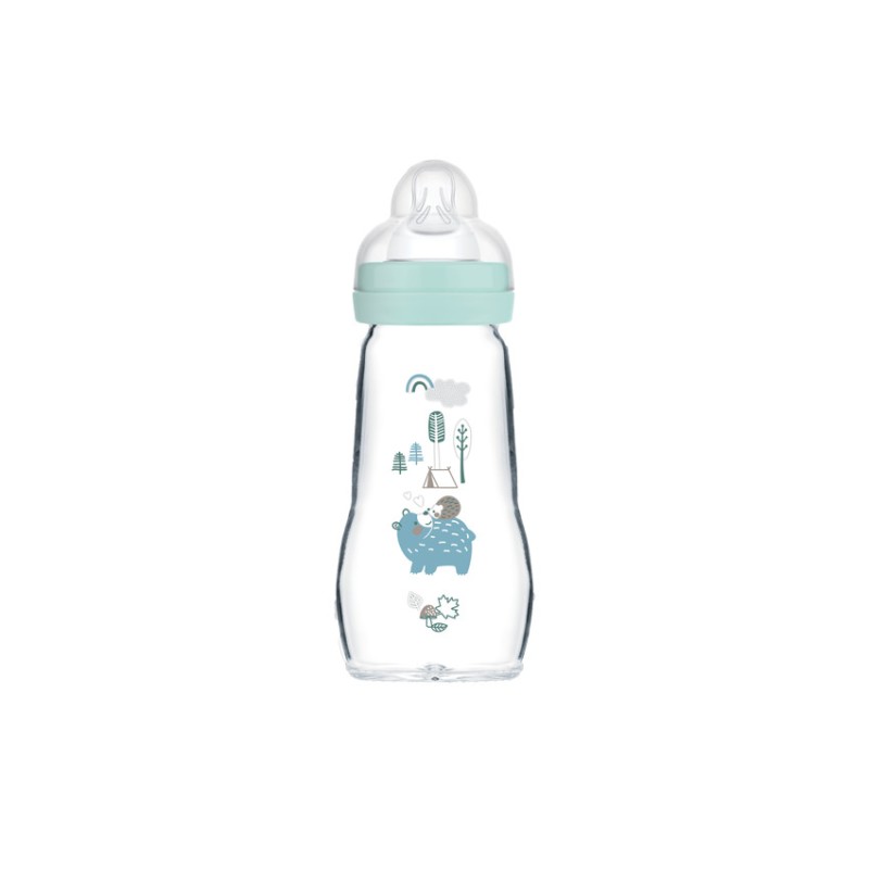 Biberon en verre 0/6 mois 260ml – tétine débit 2